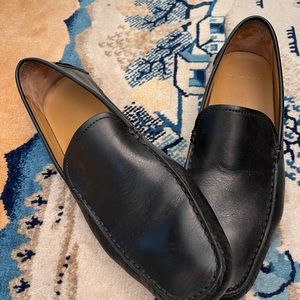 Bally Italian made slip on black leather driver.